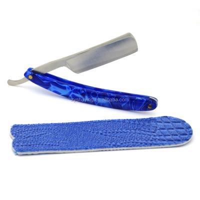 China ZY 420 Steel Single Blade Blue Men Shave Folding Knife Straight Shaving Razor With New Pouch for sale