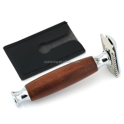 China Leatherette ZY Mens Double Edge Blade Safety Barber Shaving Razors With Case for sale