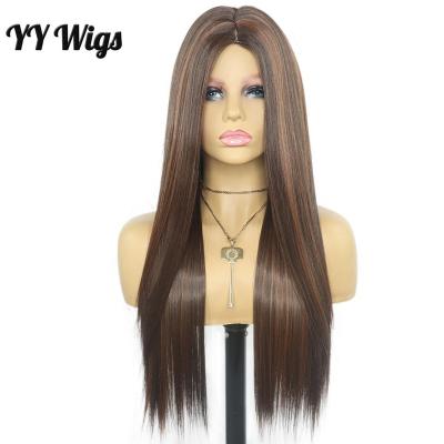 China Silky Straight Wave YY Wigs #4 Mixed 30% Futura 100% Synthetic Fiber Heat Resistant Hair None Lace Long Straight Wig for sale