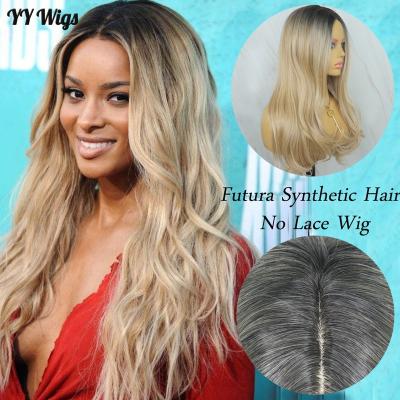 China Honey Blonde Mixed White Color Futura Dark Fiber Full Body Wave Roots Machine Made None Lace for sale