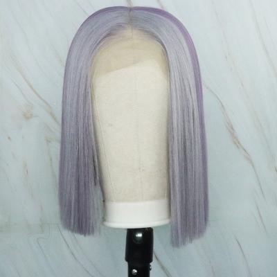 China Natural Looking Purple Wig Highlight 13x4 Silky Straight Wave Lace Front Wig Futura Synthetic Wig For Black Women for sale