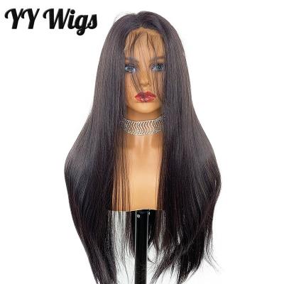 China Silky Straight Wholesale Price Selling 13x4 Dark Brown Long Straight Lace Front Futura Synthetic Hair Wigs for sale