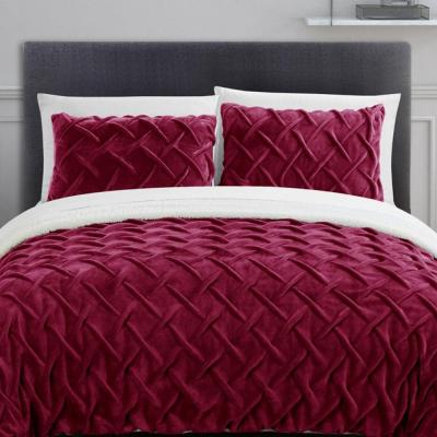 China Simple Wholesale Luxury Pleated Gathered Velvet Comforter Sets For Europe for sale