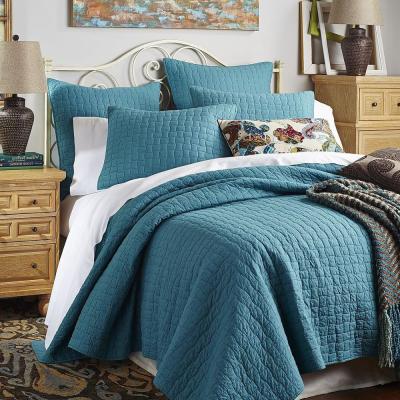 China Microfiber Simple Stone Embroidery Polyester Solid Wash Bed Comforter Set for sale