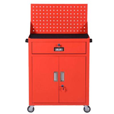 China HUIYANG Adjustable Garage Cabinet Two Shelves Swing Door Key Lock Hardware Red Color Durable Steel Tool Trolley Trolley for Storage Room for sale