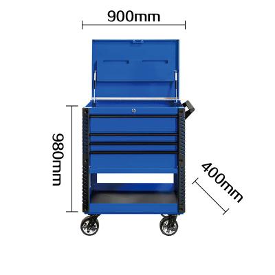 China HUIYANG Large Cabinet Durable Steel Trolley Tool Storage Drawers Hanging Rod Metal Tool Cart Heavy Duty For Maintenance Worker for sale