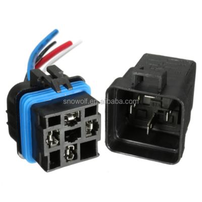 China Marine Car Vehicle Motor Heavy Duty 12V 40A SPDT Latching Relay Socket 5Pin 5 Wires Waterproof Relay Socket for sale