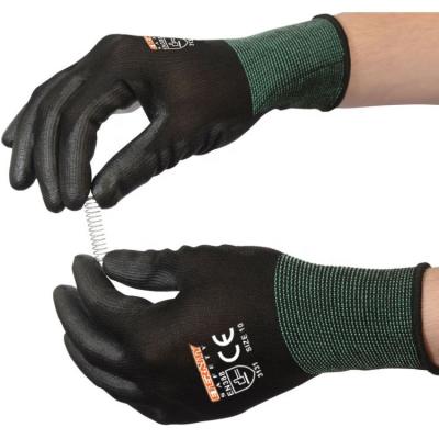 China Flexible Most Popular Black Polyester PU Coating Garden Work Glove for sale