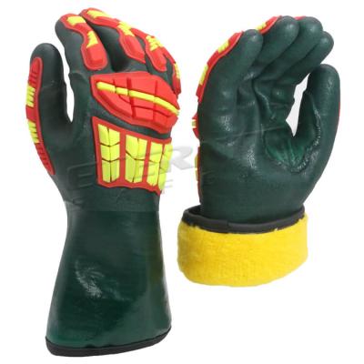 China PVC Oil Resistant Cashmere Coating Anti Impact PVC Industrial Work Gloves for sale