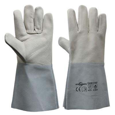 China Heat Resistant Cowhide Gray Leather Welding Gloves For Working Protective for sale