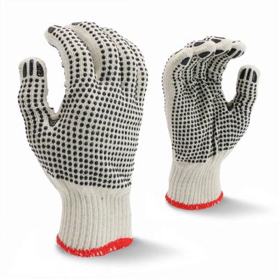 China Flexible Cotton Twine Knit Gloves With Two Face Polka Dots for sale