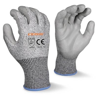 China heavy duty cut & puncture resistant HPPE cut resistant CE level 5 cheap PU palm coating anti-cut gloves Te koop