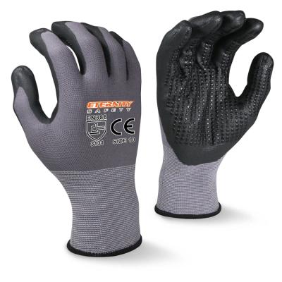 China Flexible nitrilo espuma recubierto guantes scam puntos la palma en venta