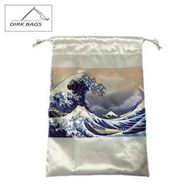 China Custom Digital Silk Gift Bag Drawstring Bag Heat Transfer Satin Digital Colorful Packaging Drawstring Bags for sale