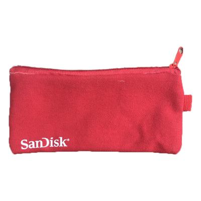 China Custom Factory Gift Pen Pencil Pouch Red Custom 16oz Cotton Canvas Zipper Pouch Bag For Promotional Gift for sale