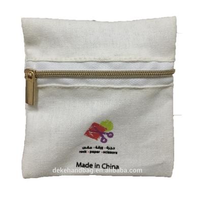 China Factory Custom Canvas Zipper Pouch 6oz Grayish Gift Canvas Small Promotional Zipper Pouch Bag for sale