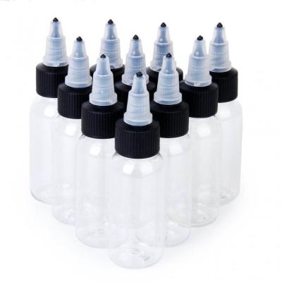 China 30ml 1OZ 60ml 2OZ Cosmetic Twist Cap Empty Plastic Clear Tattoo PMU Ink Bottle for sale