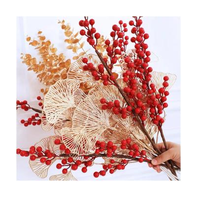 China Country Style / Elegant Rural Style Christmas Artificial Flower Gold Silver Plastic Plants Home DIY Wedding Bouquet Flower Wall Decoration Accessories for sale