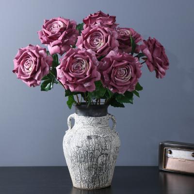 China Wedding Event Concert Silk Flowers Canada Wholesale Simulation Moisturizing Home Decoration Wedding Table Roses Salon Flores Artificial Flowers for sale