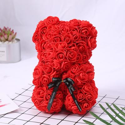 China Amazon Celebration Hot Sale 25cm Foam Rose Teddy Bear Flower Rose With Box Valentine Girlfriend Mother's Day Osos De Flores Gift for sale