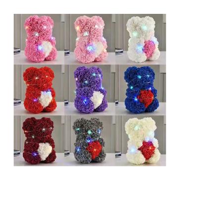 China Floral Decor Small Rose Bear Wholesale Osos De Flores Pe Foam Artificial Flowers Gift Mothers Day Gifts for sale