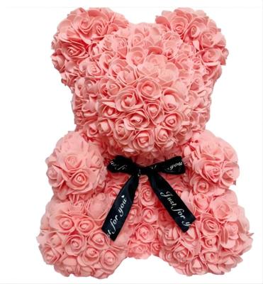 China Gift Customize Romantic Gifts Flower Rose Teddy Bear 40cm Rose Bear With Box Bones Con Flores For Valentine's Day for sale