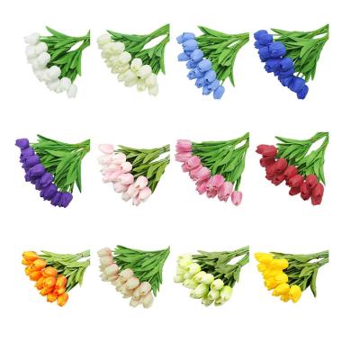 China PU Tulip Purple Decoration For Living Room Home.Restaurant.Bar.Hotel.Wedding Wedding Tulips Touch Real Decorative Artificial Flowers Bouquet for sale