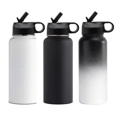 China Sustainable Wholesale Custom Logo Double Wall 304 Stainless Steel Outdoor Water Bottle With Lid for sale