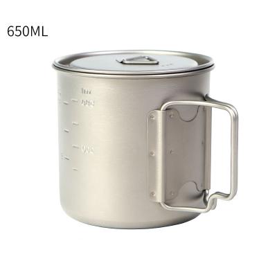 China Lightweight Lightweight Camping Titanium Coffee Cup Mug With Foldable Handle For Outdoor for sale