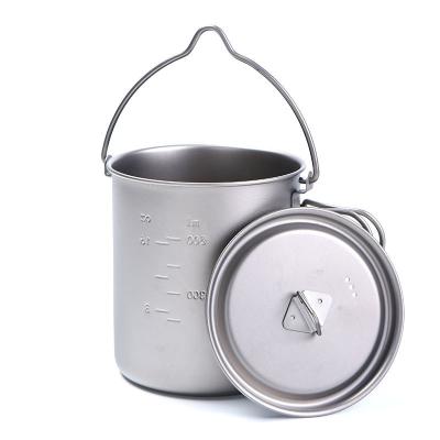 China 750ml Lightweight Titanium Camping Mug With Foldable Handle And Lid for sale