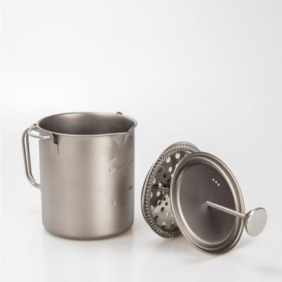 China Lightweight Outdoor Camping Titanium Coffee Maker French Coffee Mug 750ml for sale