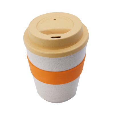 China Wevi Eco-friendly Reusable Degradable Cup 100% Bamboo Fiber With Silicone 400ml Straw Cup Coffee Mugs Custom Packing Acceptable for sale