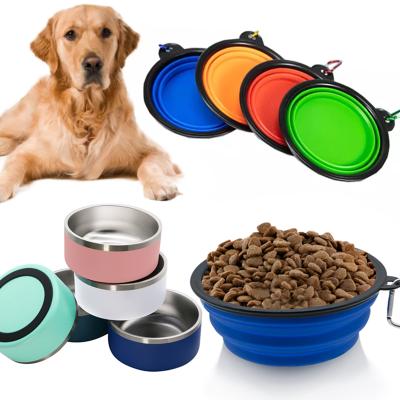 China New Viable Outdoor Portable Collapsible Collapsible Silicone Dog Feeding Water Bowls for sale