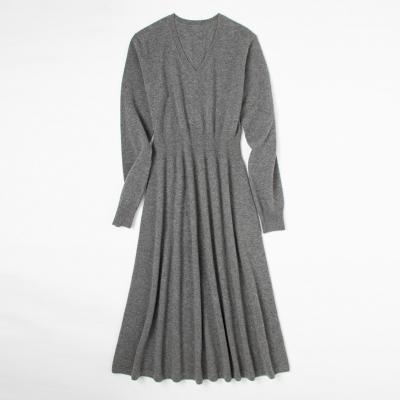 China Anti-wrinkle sweater manufacturer New cashmere dress pure pashm a-line skirt knitted dress women's sweater dress women's cashmere for sale