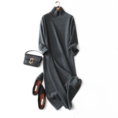 China Anti-wrinkle sweater manufacturer New autumn winter thicken cashmere dress long pure cashmere knitted dresses wool dress wool sweater for sale