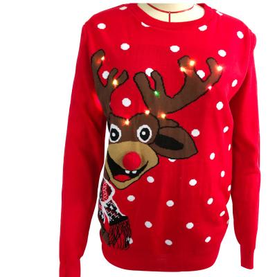 China Manufacturer High Quality Women's Anti-wrinkle Christmas Sweater Foreign Trade Fawn Jacquard Fawn Jacquard Knitting Knitting swe for sale