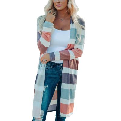 China wholesale Anti-wrinkle sweater maker sweater bottoms new in fashion long striped sweater cardigan loose knitted woman for sale