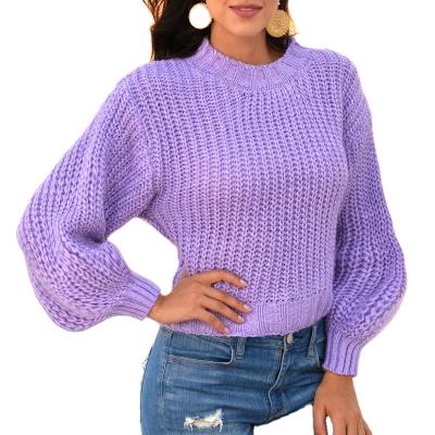 China Anti-Wrinkle Europe and America WOMEN'S Thick Solid Color Loose Pullover Sweater Needle Sweater Manufacturer 2020 for sale