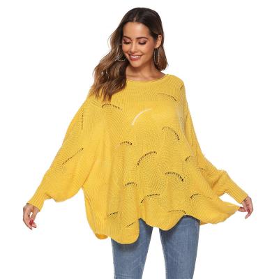 China Anti-Wrinkle Lantern Sleeve Irregular Loose Sweater For Women Hollow Out Knitting Pullover Clothes 2020 Autumn Winter Sweater Manufacturer for sale