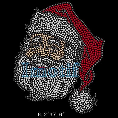 China Custom Hot Fix Santa Claus Iron On Rhinestone Design Flatback Merry Christmas Hot Fix Pattern Transfer for sale