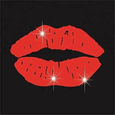 China Eco - Friendly Custom Iron On Transfer Sexy Red Lips Glitter Vinyl For DIY Shirt for sale