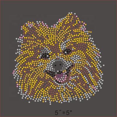 China Hot Fix Crystal Rhinestone Transfer Cute Eco-Friendly Pomeranian Dog Motif for sale