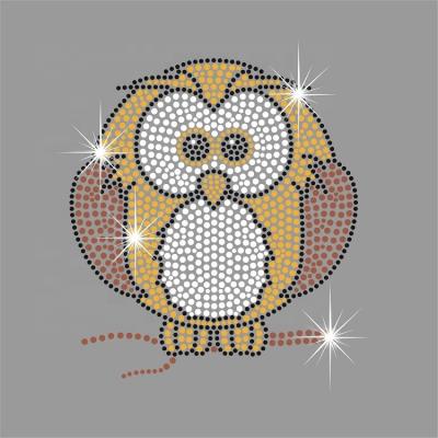 China Eco-friendly Cute Owl Kids Hotfix Crystal Motifs Heat Rhinestone Transfer for sale