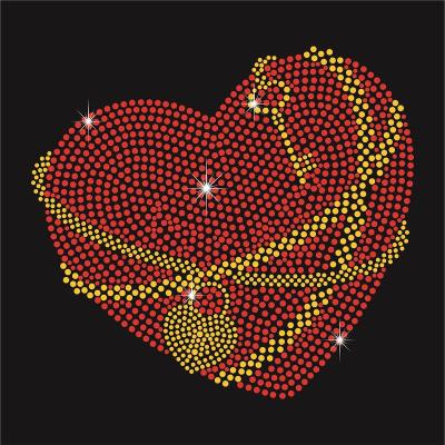 China Eco-Friendly Hotfix Heart Rhinestone Applique Head Iron On Design For DIY Shirt for sale