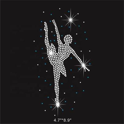 China Dancing Eco-Friendly Iron On Crystal Strass Rhinestone Transfers Motif For DIY Shirt for sale