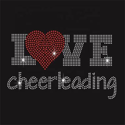 China Eco-Friendly Love Cheerleading Rhinestone Pattern Patterns Crystal Transfer Tees For Cheer Leaders for sale