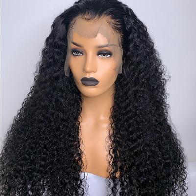 China 100% Indian 10a Virgin Hair Raw Hair Wig HD 13X4 Soft Thick Smooth Thick Sheer Curly Kinky Curly Wig Pre Plucked Lace Front Wig For Black Women for sale