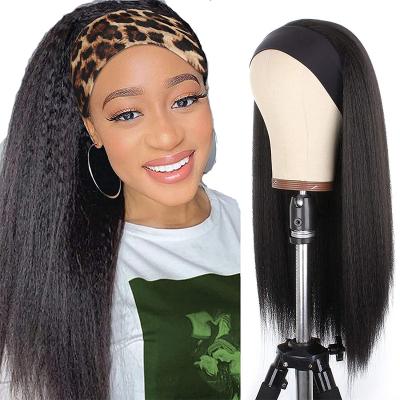 China Yaki Perm Hair Italian Yaki Hair Curly Straight Braiding Wig 150 180% Density Yaki Headband Wigs For Black Women for sale