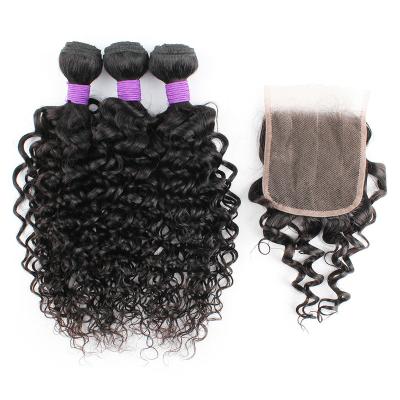 China Hot wholesale water wave products 3+1 natural color water wave bundles and frontal brazilian hair weave bundles with headband for sale