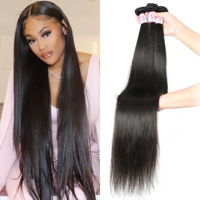 China Brazilian Straight Human Hair 4 Bundles With Closure Remy Human Hair Weave Bundles With Closure Natural Color for sale